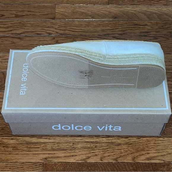 Dolce Vita Morgan Platform Flats Ivory Canvas Women’s 8 Wraparound Ankle Strap - Picture 11 of 14